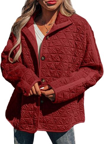 EVALESS Women's Lightweight Diamond Quilted Jacket Casual Winter Open Front Button Down Puffer Coat Outwear Cardigan in Saudi Arabia