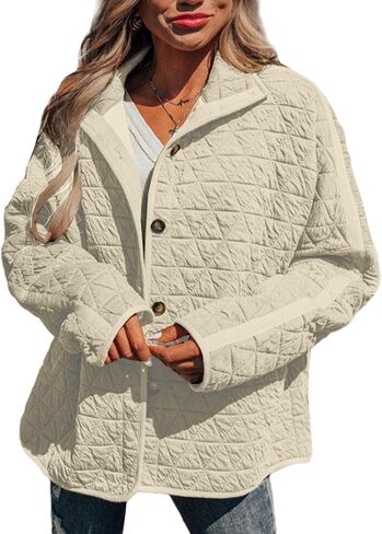 EVALESS Women's Lightweight Diamond Quilted Jacket Casual Winter Open Front Button Down Puffer Coat Outwear Cardigan in Saudi Arabia