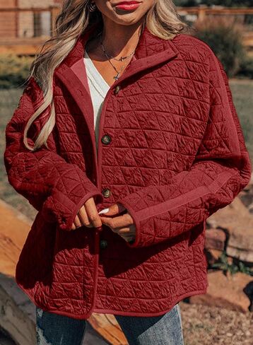 EVALESS Women's Lightweight Diamond Quilted Jacket Casual Winter Open Front Button Down Puffer Coat Outwear Cardigan in Saudi Arabia