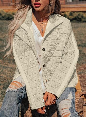 EVALESS Women's Lightweight Diamond Quilted Jacket Casual Winter Open Front Button Down Puffer Coat Outwear Cardigan in Saudi Arabia