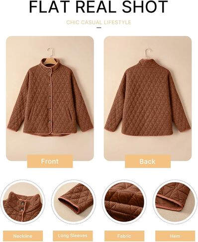 EVALESS Women's Lightweight Diamond Quilted Jacket Casual Winter Open Front Button Down Puffer Coat Outwear Cardigan in Kuwait