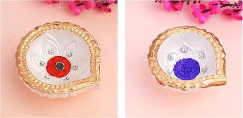 SATVIK 7 قطع (6+1) مصمم متعدد الألوان من الطين ضياء ترابي ضياء تيراكوتا أكريليك ضياء تقليدي بوجا فيلاككو مصباح زيت ميتي طبيعي ترحيب ديوالي ديبوالي بوجا ديكور هندي لهدايا الانتقال إلى المنزل الجديد in Kuwait