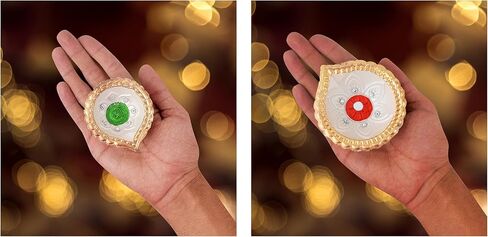 SATVIK 7 قطع (6+1) مصمم متعدد الألوان من الطين ضياء ترابي ضياء تيراكوتا أكريليك ضياء تقليدي بوجا فيلاككو مصباح زيت ميتي طبيعي ترحيب ديوالي ديبوالي بوجا ديكور هندي لهدايا الانتقال إلى المنزل الجديد in Kuwait