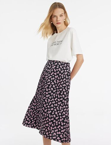 Women's Skirts High Waist Swing A Line Midi Boho Skirts for Women Trendy Summer Flowy Knee Length Skirt in Saudi Arabia