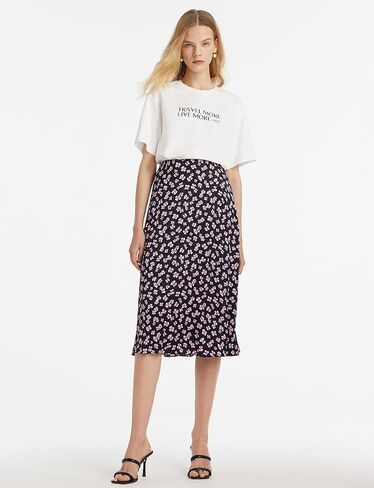 Women's Skirts High Waist Swing A Line Midi Boho Skirts for Women Trendy Summer Flowy Knee Length Skirt in Saudi Arabia