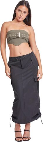 YMI Jeans Women's Midi Cargo Parachute Skirt in Kuwait