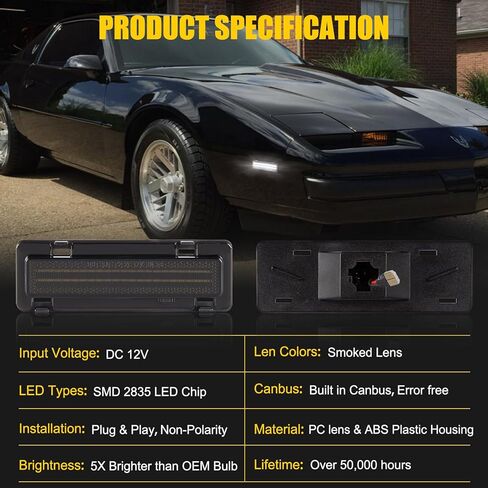 ضوء علامة الجانب الأمامي LED لـ 1982-1992 Chevy Camaro LT، RS، Sport، Iroc-Z، Z28 كوبيه سائق قابل للتحويل استبدال الركاب OEM مصباح علامة جانبية المصد الأمامي إشارة وقوف السيارات ضوء in Kuwait