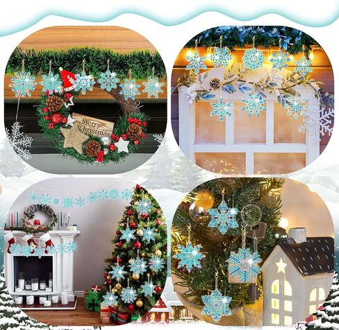 24 Pcs Snowflake Diamond Painting Keychains Winter DIY Diamond Art Key Rings 5D Full Drill Diamond Painting Christmas Tree Ornament Hanging Blue Silver Rhinestone Pendants for Party Supplies Crafts in Saudi Arabia