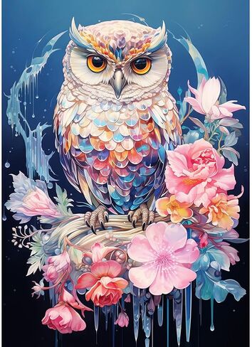 Sanjee Owl Diamond Painting Kits for Adults, Round Full Drill Diamond Dots Paintings DIY 5D Diamonds Gem Art and Crafts for Home Wall Decor 12x16inch in Saudi Arabia