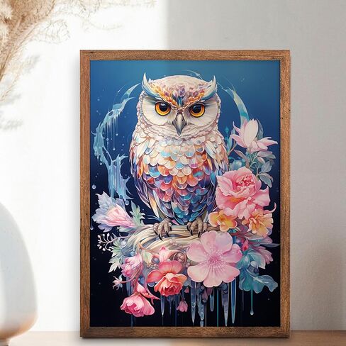 Sanjee Owl Diamond Painting Kits for Adults, Round Full Drill Diamond Dots Paintings DIY 5D Diamonds Gem Art and Crafts for Home Wall Decor 12x16inch in Saudi Arabia