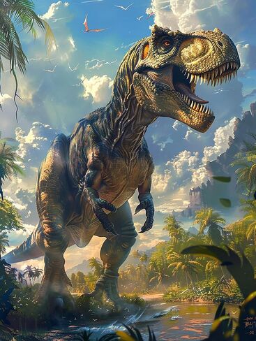SKRYUIE 5D Dinosaur Diamond Painting Kits - DIY Diamond Art Kits for Adults Forest, Full Round Drill - Crystal Cross Stitch - Adults Craft for Wall & Office Decor - 12x16 Inch in Saudi Arabia