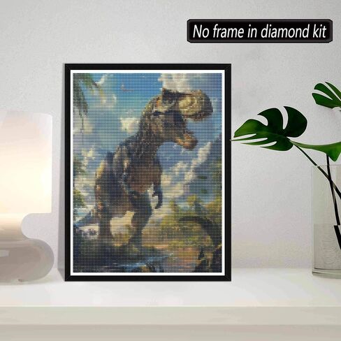 SKRYUIE 5D Dinosaur Diamond Painting Kits - DIY Diamond Art Kits for Adults Forest, Full Round Drill - Crystal Cross Stitch - Adults Craft for Wall & Office Decor - 12x16 Inch in Saudi Arabia