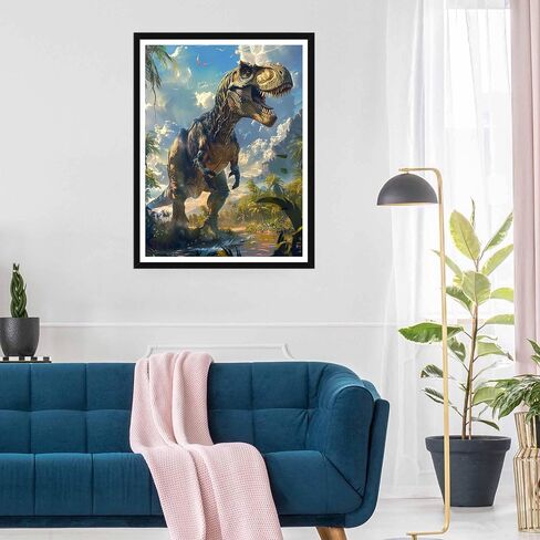 SKRYUIE 5D Dinosaur Diamond Painting Kits - DIY Diamond Art Kits for Adults Forest, Full Round Drill - Crystal Cross Stitch - Adults Craft for Wall & Office Decor - 12x16 Inch in Saudi Arabia