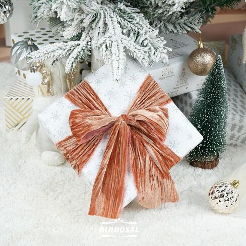 Terracotta Velvet Ribbon 3 inch Terracotta Frayed Velvet Ribbon Crinkle Silk Velvet for Wreaths, Christmas Thanksgiving Decor, Flower Bouquet, Gift Wrapping, Bows Making, Wedding -3 Yards in Kuwait