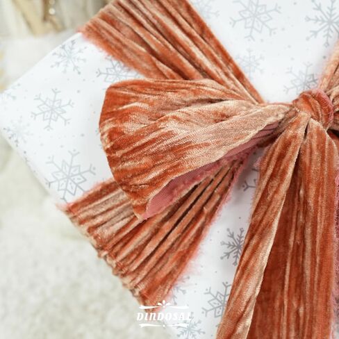 Terracotta Velvet Ribbon 3 inch Terracotta Frayed Velvet Ribbon Crinkle Silk Velvet for Wreaths, Christmas Thanksgiving Decor, Flower Bouquet, Gift Wrapping, Bows Making, Wedding -3 Yards in Kuwait