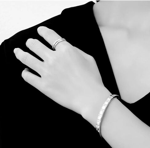 Jude Jewelers 8mm Width Stainless Steel Cubic Zircon Filled Open Clasp Bangle Bracelet in Kuwait