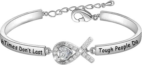 CENWA Lung Cancer Awareness White Ribbon Tough Times Don’t Last Tough People Do Bracelet Lung Cancer Awareness Gift For Her in Saudi Arabia