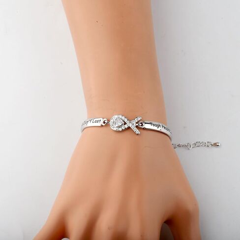 CENWA Lung Cancer Awareness White Ribbon Tough Times Don’t Last Tough People Do Bracelet Lung Cancer Awareness Gift For Her in Saudi Arabia