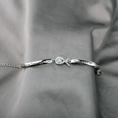 CENWA Lung Cancer Awareness White Ribbon Tough Times Don’t Last Tough People Do Bracelet Lung Cancer Awareness Gift For Her in Saudi Arabia