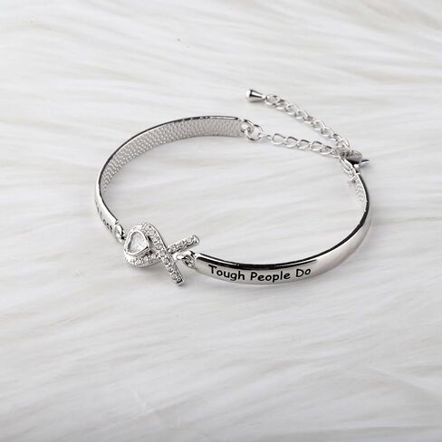 CENWA Lung Cancer Awareness White Ribbon Tough Times Don’t Last Tough People Do Bracelet Lung Cancer Awareness Gift For Her in Saudi Arabia