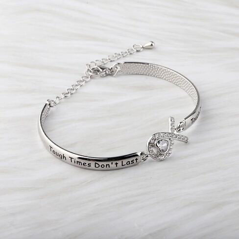 CENWA Lung Cancer Awareness White Ribbon Tough Times Don’t Last Tough People Do Bracelet Lung Cancer Awareness Gift For Her in Saudi Arabia