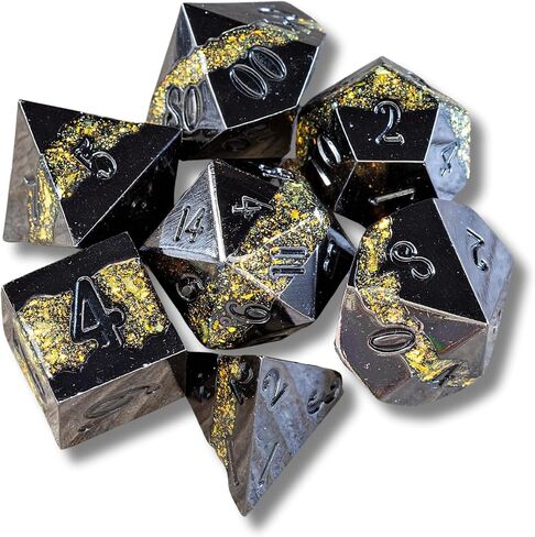 Sage's Portal Metal Riftstone DND Dice 7-PC Polyhedral Dice Set for DND TTRPG Dungeons and Dragons Pathfinder Oversized Designer Dice (Gloss Black/Purple) in Kuwait
