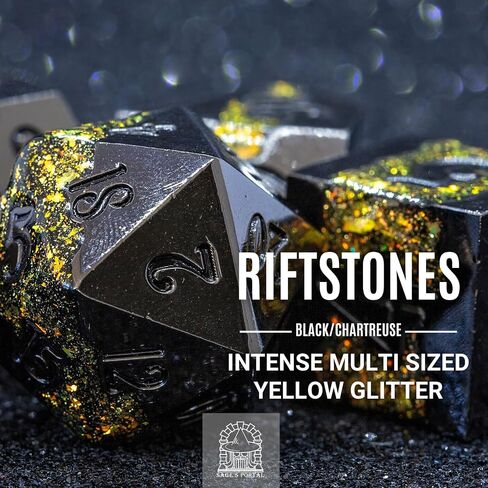 Sage's Portal Metal Riftstone DND Dice 7-PC Polyhedral Dice Set for DND TTRPG Dungeons and Dragons Pathfinder Oversized Designer Dice (Gloss Black/Purple) in Kuwait