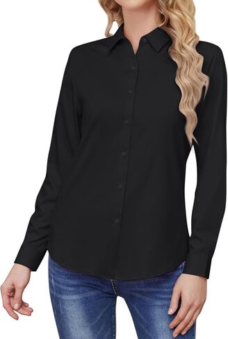 Wrinkle Free Womens Button Down Shirts for Women Long Sleeve Stretch Business Office Formal Work Blouses Tops in Kuwait