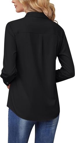 Wrinkle Free Womens Button Down Shirts for Women Long Sleeve Stretch Business Office Formal Work Blouses Tops in Kuwait