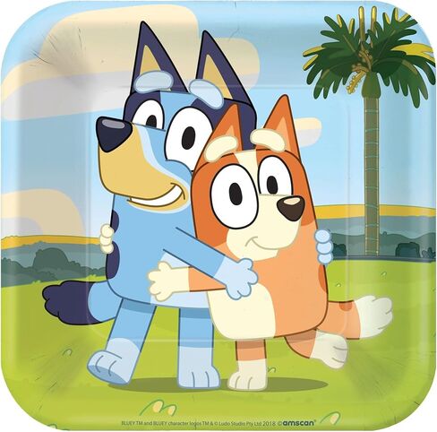 مجموعة لوازم حفلات Amscan Bluey تخدم 16 شخصًا: لوازم حفلات أعياد الميلاد Bluey؛ أطباق حلوى ومناديل مشروبات من بلوي مقاس 7 بوصات مع شموع عيد ميلاد (حزمة من 16 قطعة) in Saudi Arabia