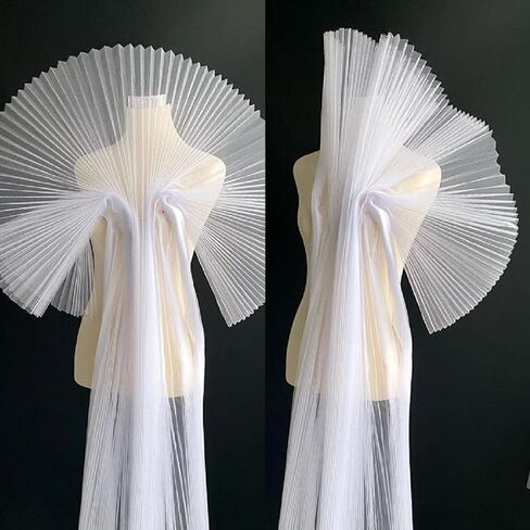 Ruffled Lace Trims 1 Yards, Pleated Lace Fabric Trim, Organza Ruffled Fabric Chiffon Tulle Ruffle Lace Border for Sewing Dress Bag Costume Decoration Trimming Craft (White) in Saudi Arabia