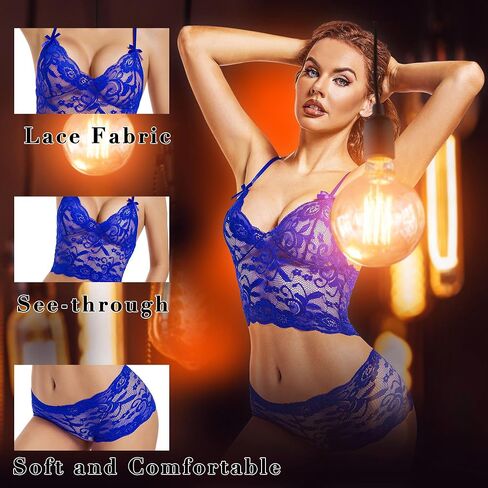 Lingerie Sets for Women Sexy Lingerie for Women Plus Size Bra and Panty Set Two Pieces Floral Lace Teddy Babydoll in Saudi Arabia