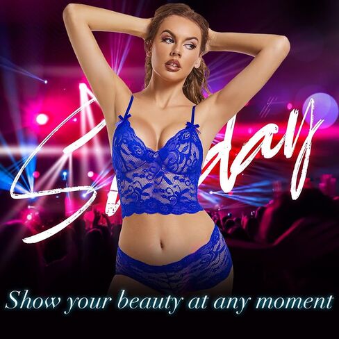 Lingerie Sets for Women Sexy Lingerie for Women Plus Size Bra and Panty Set Two Pieces Floral Lace Teddy Babydoll in Saudi Arabia