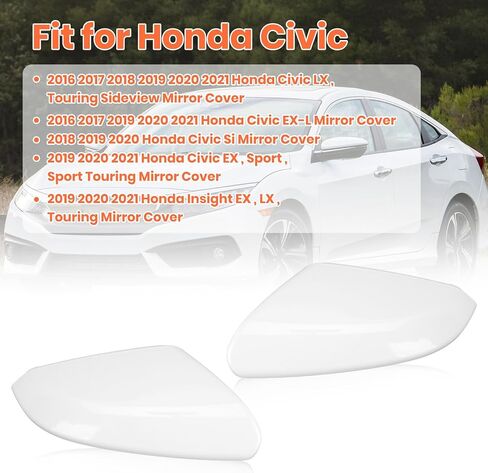 Driver Side Mirror Cover Compatible with 2016 2017 2018 2019 2020 2021 Honda Civic,2019 2020 2021 Honda Insight Mirror Cover Replacement,Glossy Black Mirror Cap LH in Saudi Arabia