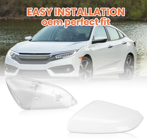 Driver Side Mirror Cover Compatible with 2016 2017 2018 2019 2020 2021 Honda Civic,2019 2020 2021 Honda Insight Mirror Cover Replacement,Glossy Black Mirror Cap LH in Saudi Arabia