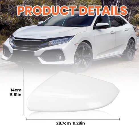 Driver Side Mirror Cover Compatible with 2016 2017 2018 2019 2020 2021 Honda Civic,2019 2020 2021 Honda Insight Mirror Cover Replacement,Glossy Black Mirror Cap LH in Saudi Arabia
