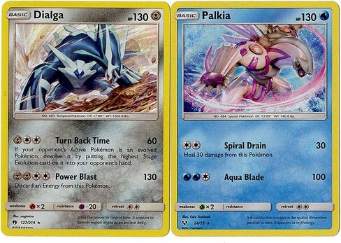 Dialga & Palkia - Lost Thunder & Shining Legends - Legendary Card Se - 127/214 & 24/73 - Rare 2 Card Lot in Saudi Arabia