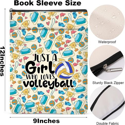 Cute Volleyball Book Lovers Gifts Book Sleeve Volleyball Gifts for Teen Girls Women Book Pouch Book Protector with Front Pocket Volleyball Stuff Birthday Christmas Book Accessories Book Club Gifts in Saudi Arabia