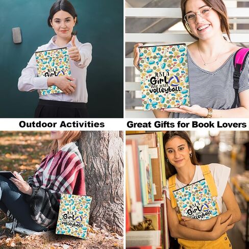 Cute Volleyball Book Lovers Gifts Book Sleeve Volleyball Gifts for Teen Girls Women Book Pouch Book Protector with Front Pocket Volleyball Stuff Birthday Christmas Book Accessories Book Club Gifts in Saudi Arabia