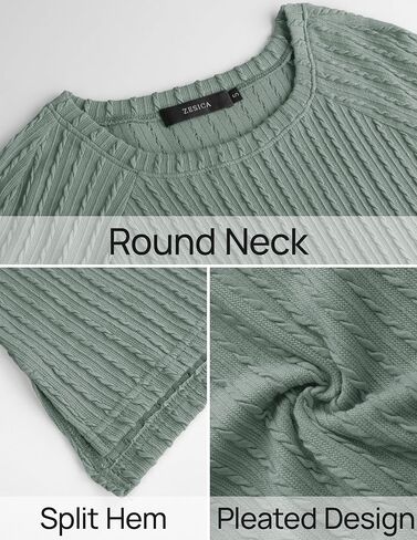 ZESICA Long Sleeve Shirts for Women Crewneck Side Slit Casual Loose Tunic Tops Lightweight Basic Tee Fashion Clothes in Saudi Arabia