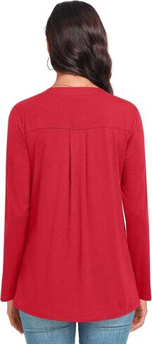 Anydeer Women Long Sleeve Tunic Tops Casual Dressy T-Shirts Fall Loose Fit Blouses Pleated Pullover with Leggings in Saudi Arabia