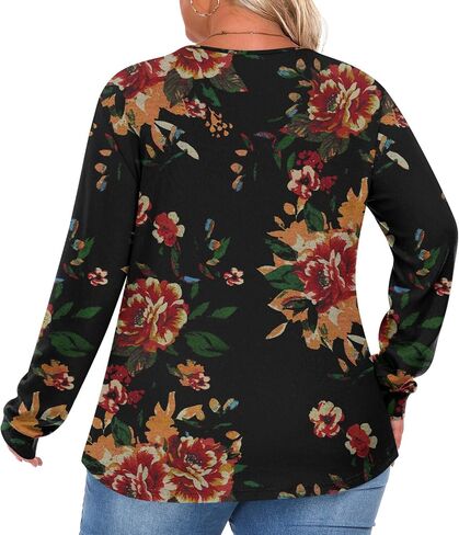 Anymeet Plus Size Tops for Women Long Sleeve Tunic Casual Shirts Square Neck Blouse 1X-5X in Kuwait