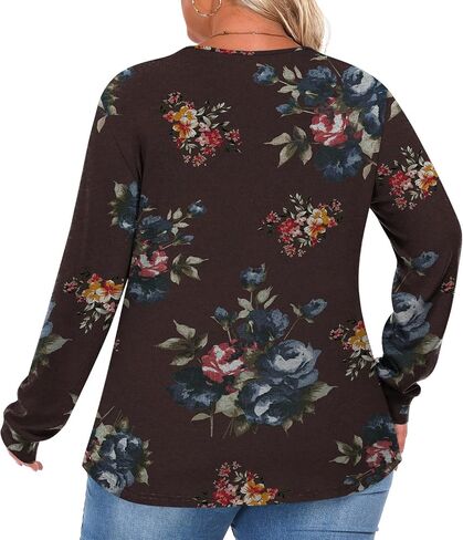 Anymeet Plus Size Tops for Women Long Sleeve Tunic Casual Shirts Square Neck Blouse 1X-5X in Kuwait