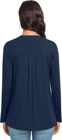 Anydeer Women Long Sleeve Tunic Tops Casual Dressy T-Shirts Fall Loose Fit Blouses Pleated Pullover with Leggings in Saudi Arabia