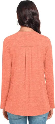 Anydeer Women Long Sleeve Tunic Tops Casual Dressy T-Shirts Fall Loose Fit Blouses Pleated Pullover with Leggings in Saudi Arabia