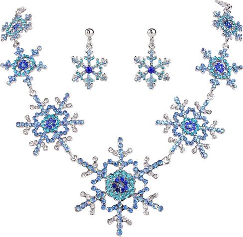 EVER FAITH Silver-Tone Snowflake Austrian Crystal Bridal Necklace Earrings Set in Saudi Arabia