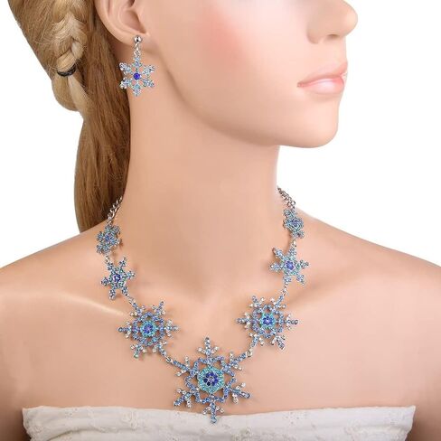 EVER FAITH Silver-Tone Snowflake Austrian Crystal Bridal Necklace Earrings Set in Saudi Arabia