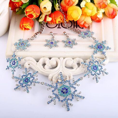 EVER FAITH Silver-Tone Snowflake Austrian Crystal Bridal Necklace Earrings Set in Saudi Arabia