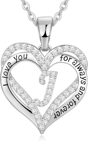 S925 sterling silver initial necklace for women jewelry heart pendant love Letter necklace Gifts for wife Anniversary Mothers Day Valentines Birthday Gifts for Wife Her Mom Girlfriend in Saudi Arabia