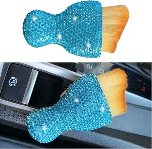 Bling Car Interior Dust Brush, Crystal Rhinestone Soft Auto Detailing Cleaning Brush, Sparkling Diamond Vehicle Dashboard Air Vent Cleaner for Women Girls, Universal for Vehicles (White) in Saudi Arabia